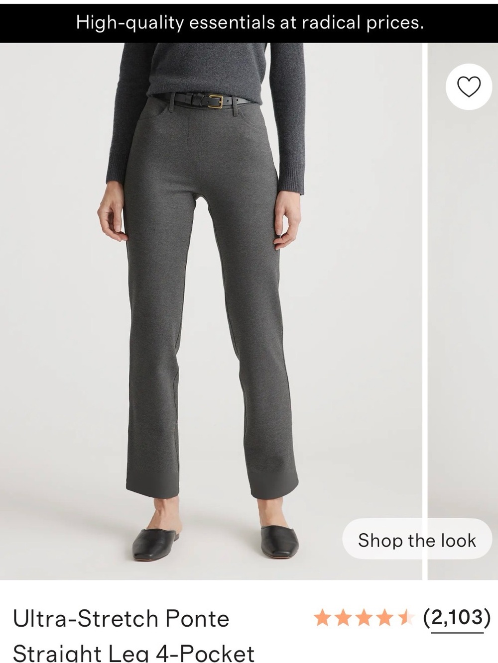 Quince Women's Straight-Leg Pants in Dark Gray